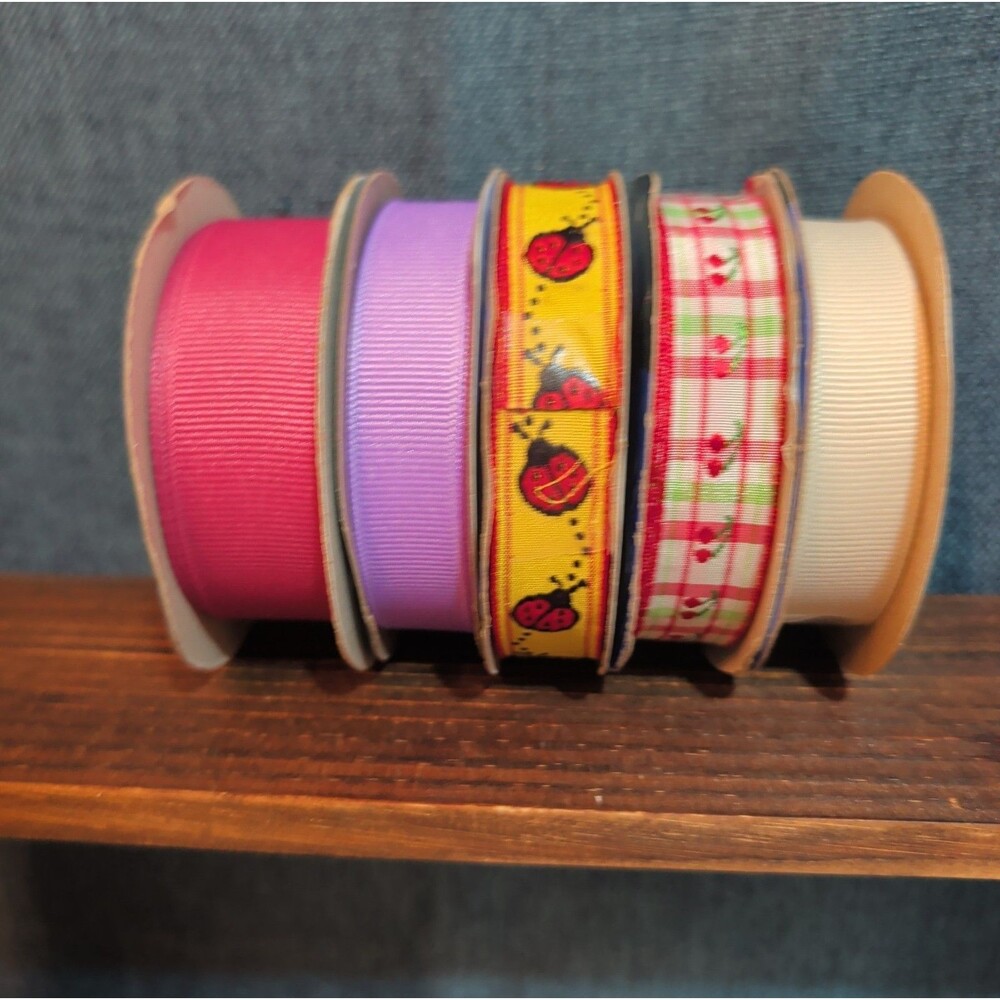 Offray Ribbon Lot 5 Ladybug Cherry Solid Spring Craft Destash - Picture 3 of 16